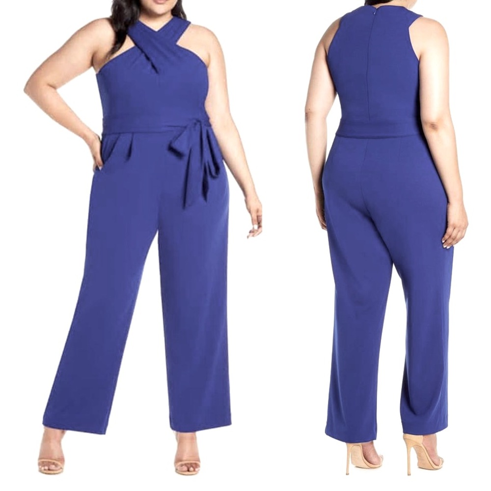 Eliza J Halter Dark Blue Jumpsuit